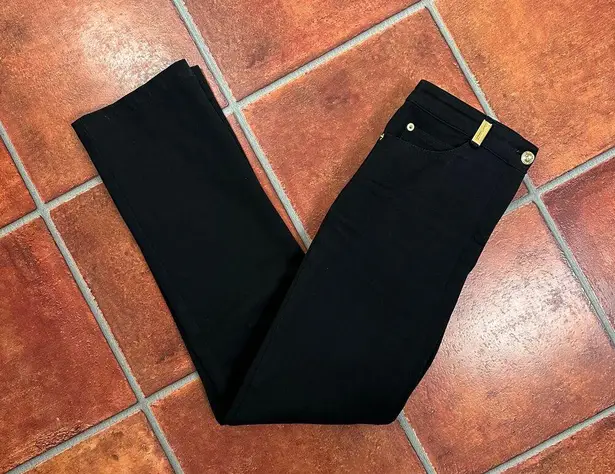 St. John Black Straight Leg Classic Dress Pants w/ Gold Accents Size 0