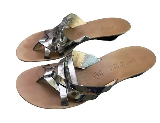 Paul Green  Munchen Metallic Silver Strappy Slip-On Sandals Size 5 Women's