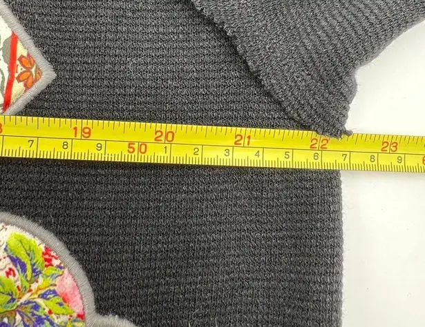 Johnny Was Glinda Applique Jacket Black Knit Patchwork