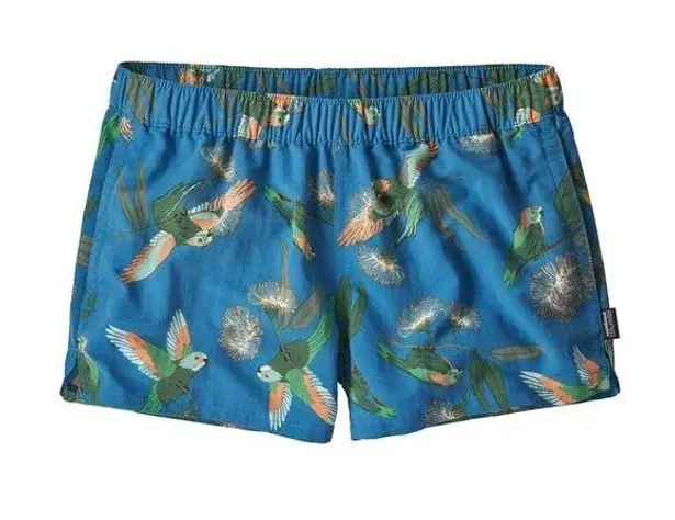 Patagonia  Barely Baggies 2.5” Short Women’s Size Medium Parrot Print Blue