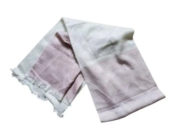 Pokoloko Peruvian Alpaca Blend Fringe Scarf Gray Pink White Fade Cozy Soft EUC