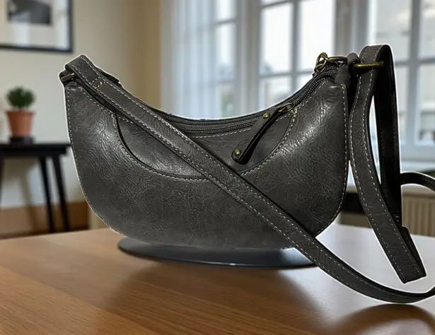 B.O.C. Crossbody Bag Purse Charcoal Embossed Floral Adjustable Strap Womens Gray