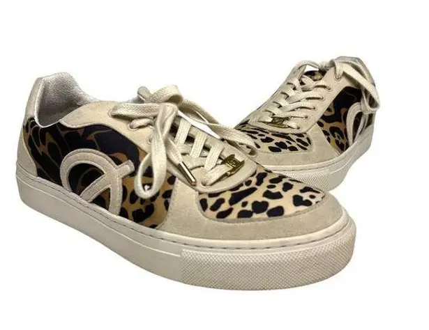 Loci Temperley Seven Cheetah Print Low Suede Sneaker 39 Brown Size 8