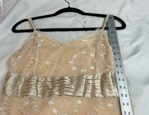 Peach White Lace Overlay Spaghetti Strap Coquette Midi Dress Women’s Sz M Size M