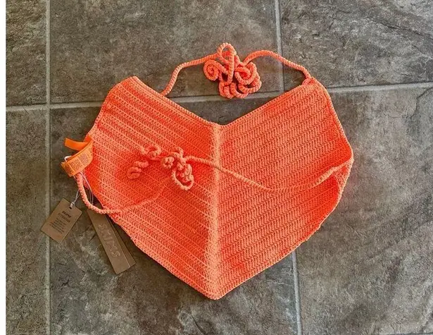 SKIMS Crochet Swim Handkerchief Top Orange Size Small