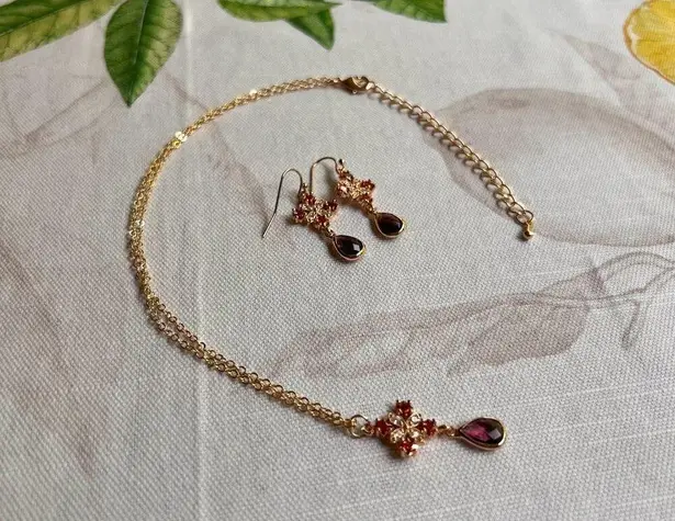 Jewelry Set Smoky Brown Topaz Garnet Crystal Glass Cross Shaped Casual Romantic