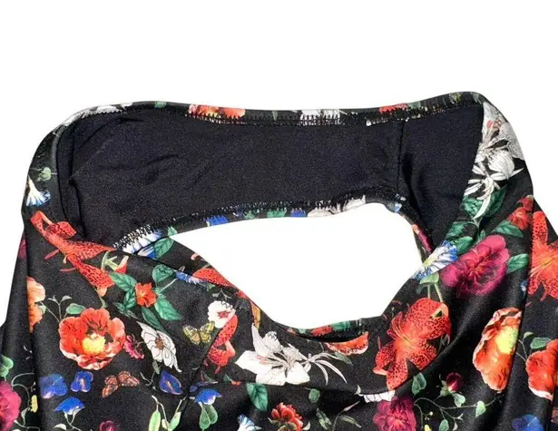 The Upside Paddle Suit Long Sleeve Black Floral Swimsuit US 4 in Wildflowers