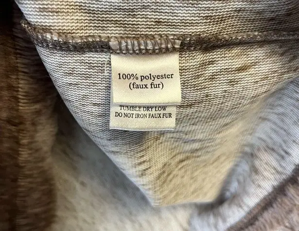 Dylan Faux Fur Brown & Tan Chevron Stripe Vintage Drop Shoulder Pullover XS NWT