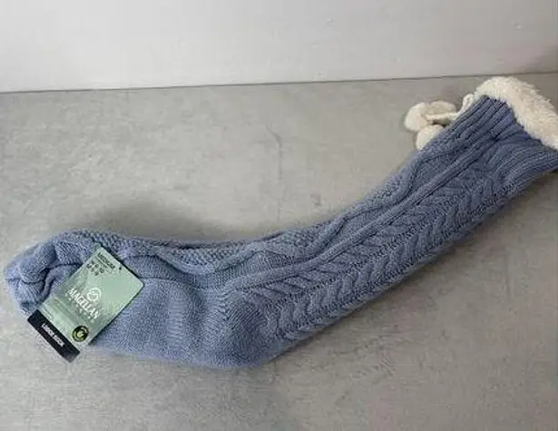 Magellan Outdoors Women's Long Lodge Socks Aloe Infused Blue Pom Pom Medium