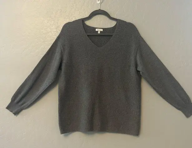 Ella Moss charcoal gray v-neck ribbed pullover sweater size large