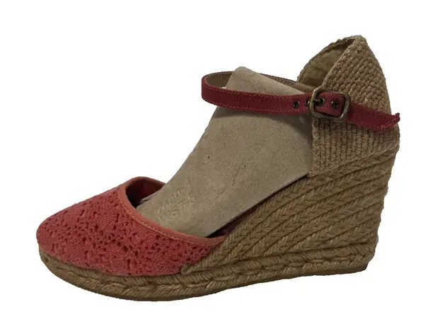 Viscata Barcelona Espadrilles Wedge Size 40 Euro 9 US Ankle Strap Crochet Fabric Pink