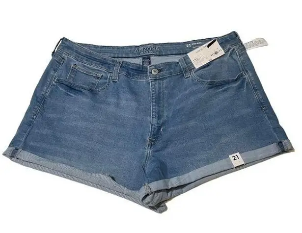 Arizona Jeans NWT Medium Wash Denim Blue Jean Shorts Mid Rise Plus Size 21 23 New Arizona Jean