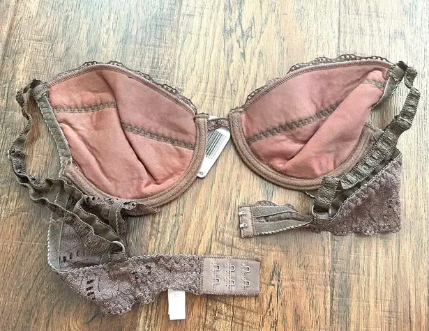 VALEGE Lingère brown lace underwire bra, made in France size 90B, US 34B