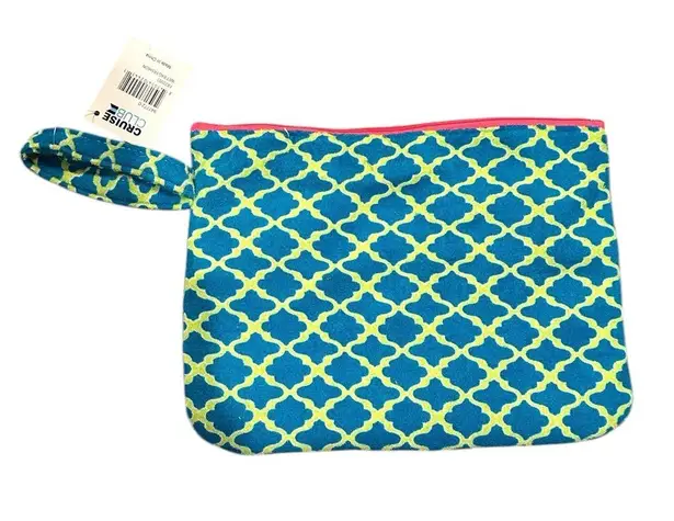 💙SALE 3/$25 Embroidered Bathing suit bag cruise club pink green fashion zippered