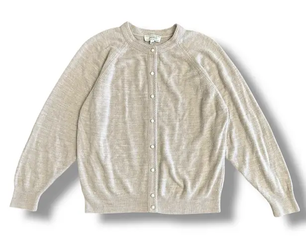 Vintage Lord & Taylor Beige Pearl Button Cardigan Women’s Medium Classic Preppy