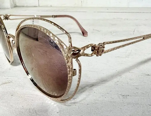 Roberto Cavalli RC1030 Cascina Rose Gold Metal Frame Mirrored Round Sunglasses