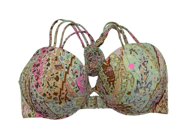 Victoria's Secret  Lightly Lined Boho Pattern Print Racer Back Bikini Top 34DD - Image 2