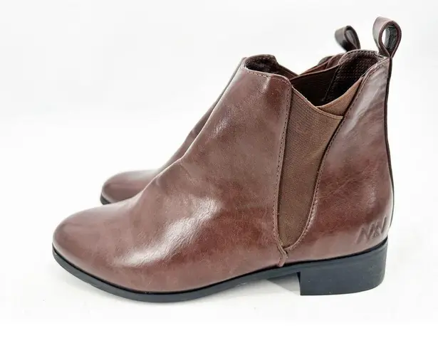 Matt & Nat Joliette Brown Vegan Faux Leather Chelsea Ankle Booties Size 39
