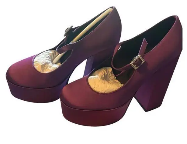 Lisa + Vicky Vault V Dark Purple Satin Platform Size 7.5