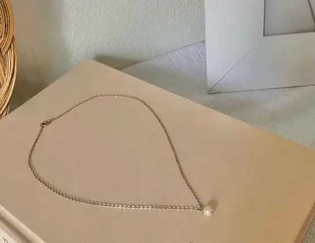 American Vintage Vintage Gold Chain Single Pearl Necklace “Juniper” Simple Classic Elegant Minimal Jewelry