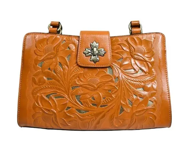 Patricia Nash Cut Out Collection Rosina Artisan Sun Yellow Leather Handbag NEW