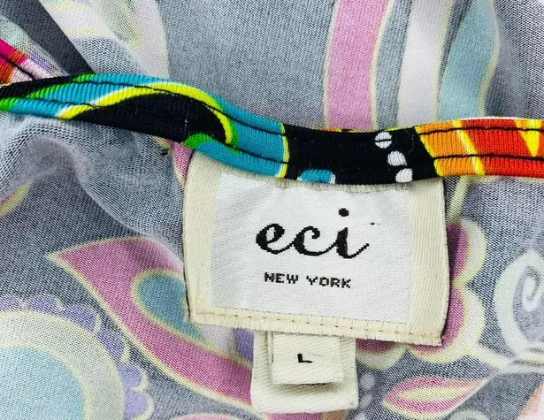 ECI New York Colorful Abstract Floral Paisley Mini Beaded Dress