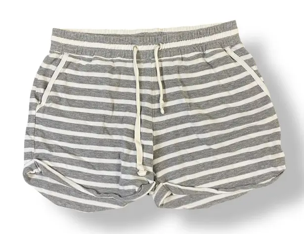 White + Warren Striped Drawstring Shorts Womens Size S Gray White Lounge
