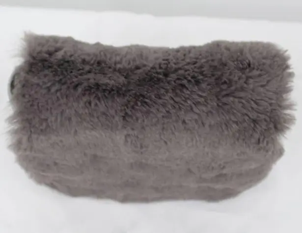 O Bag Italy Eva Compound Handbag Rubber Faux Fur Flap Magnetic Closure Grey Obag Gray