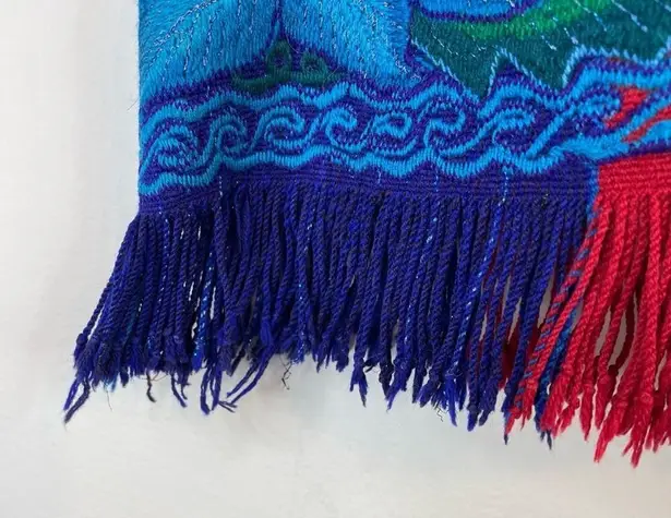 Handmade Baja Tapestry Embroidered Floral Fringe Guatemalan Artsy Festival Skirt Multiple Size L