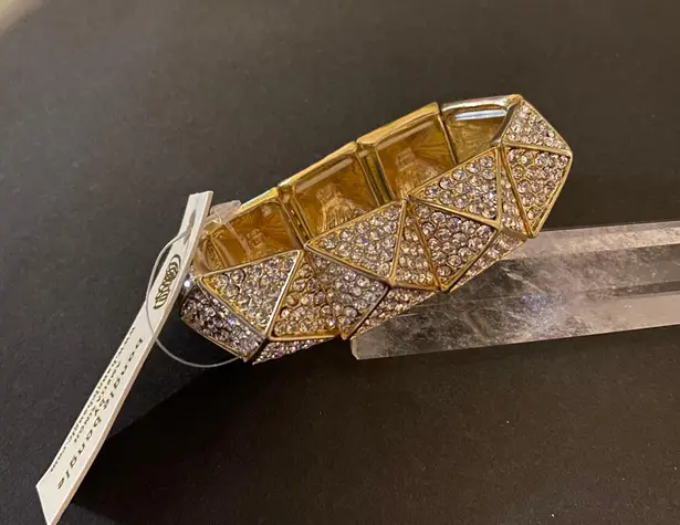 Amrita Singh Gold Crystal Stretch Statement Bracelet