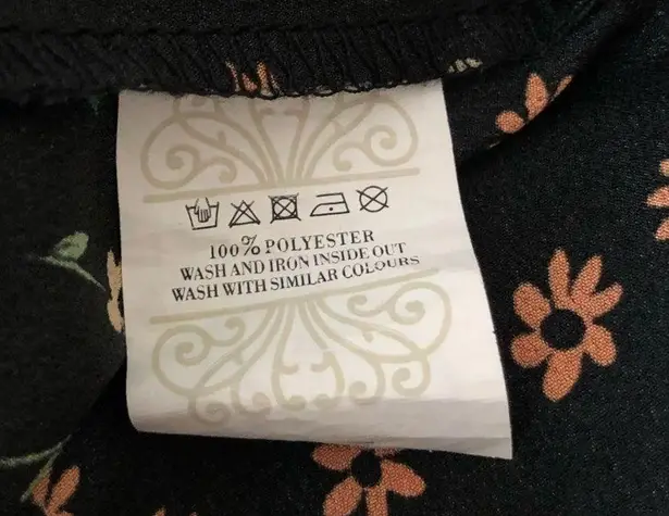 Never Fully Dressed Black Meadow Floral Tie Neck Long Sleeve Cinched Cuff Top 2