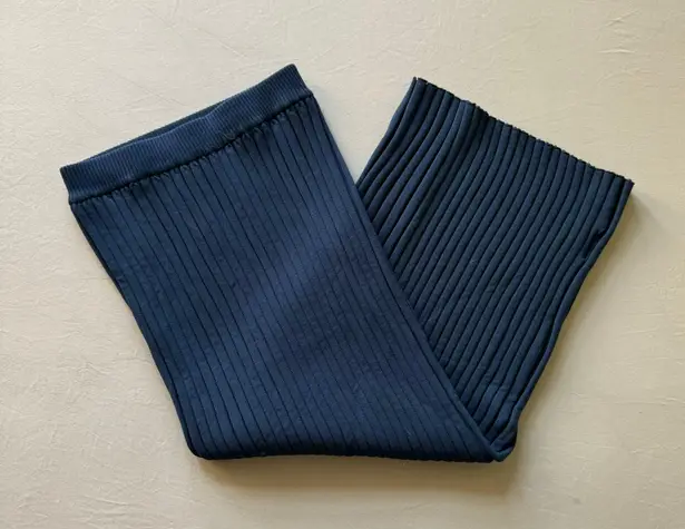 Ribbed Knit Maxi Skirt Blue Size XS