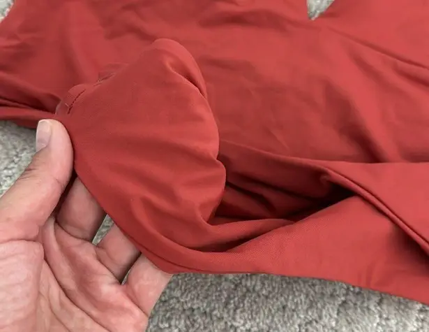 Tavik “Emme” halter one piece rust red dusty plunge v neck high cut cheeky Size L