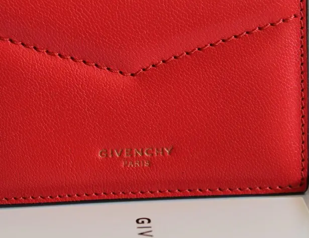 Givenchy  Red & Pink Edge Tri-Fold Leather Mini Compact Wallet