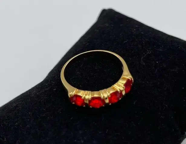 Gold Plated Ring w/ Lab created Faux Ruby - Image 1