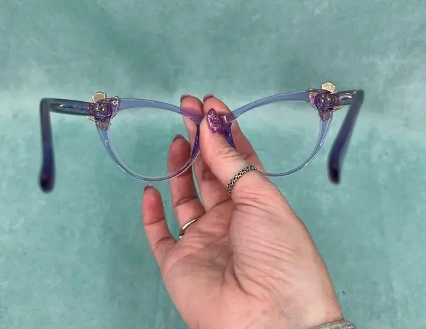 Purple Cat Eye Gemstone Eyeglasses