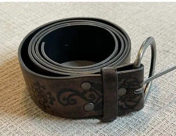 Women’s Brown Faux Leather Bohemian Mandala Print Belt Size 11