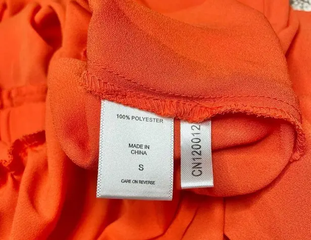 New York And Company Orange Chiffon Long Sleeve Tie Back Top Blouse Small