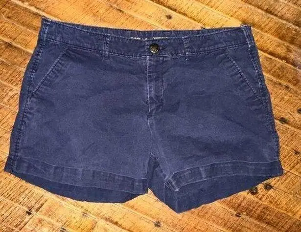 Gap Khakis by  the 4” navy blue flat front chino shorts