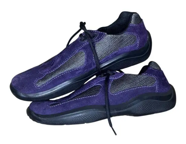 Prada  America's Cup Purple Suede & Black Sneakers 38