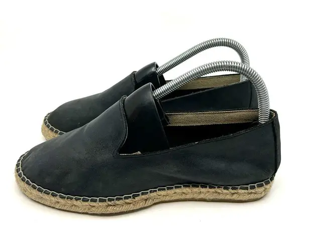 Free People  Black Leather Espadrille Flats Women's 8 US