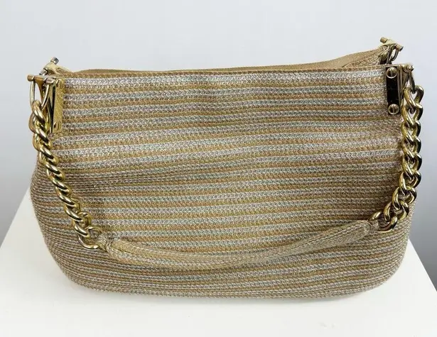 Eric Javits NY Womens Metallic Raffia Double Chain
