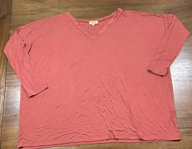 Piko  1988 Size S Oversized Rust Orange V-Neck Drop Shoulder Bamboo Spandex Shirt - Image 1