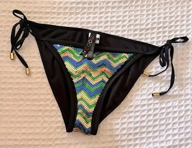 COOGI VINTAGE  chevron sequin bikini bottoms SIZE MEDIUM side tie Y2K‎