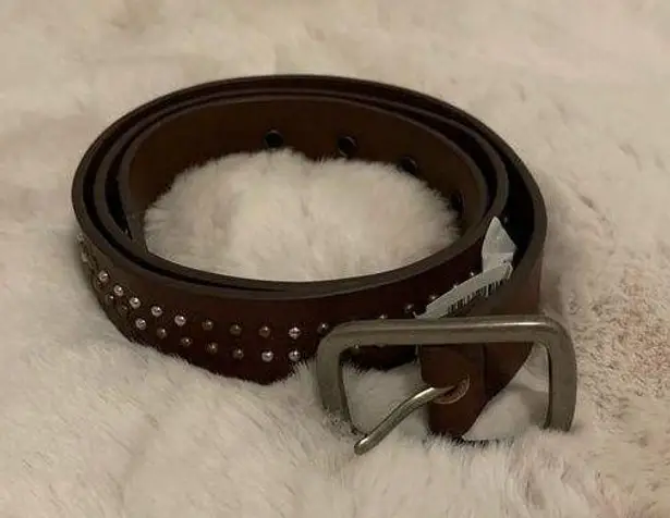 American Eagle AEO Dark Brown Studded Leather Belt NWT Size Small