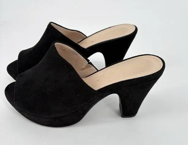 Allegra K Sandals Womens Size 9 Black Suede Block Heel Platform Open Toe