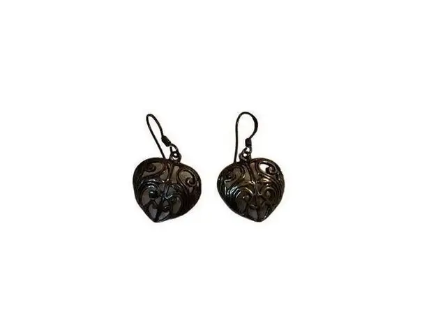 Boho Heart Earrings Vintage Valentines Anniversary y2k Jewelry Pendant 90s Brown