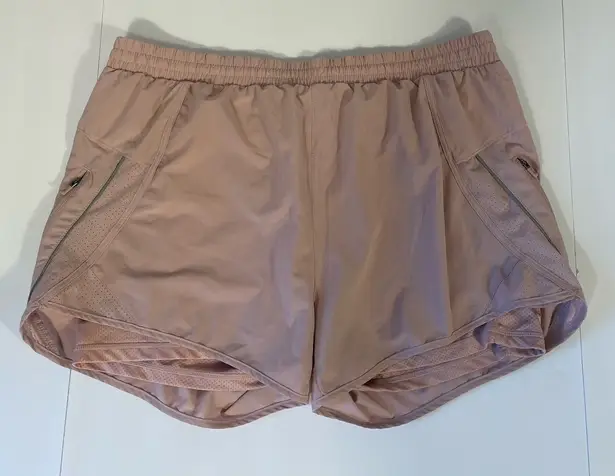 NOODME Women's XL Running Shorts Blush Pink Lined Zip Pockets High Rise Stretch