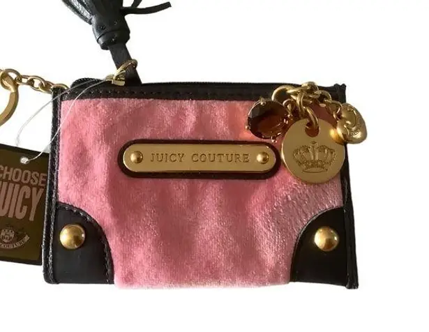 Juicy Couture Vintage  velour pink candy nardels crown coin purse with key ring