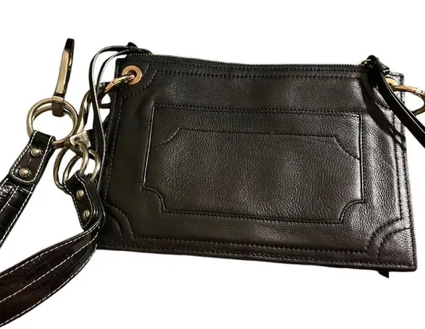 Kooba Black Leather Envelope Purse with Removable Shoulder Strap